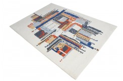 100% wełna gruby dywan z Indii 150x240cm design do salonu kolorowy