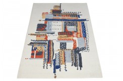 100% wełna gruby dywan z Indii 150x240cm design do salonu kolorowy