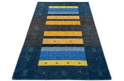 Kolorowy ekskluzywny dywan Gabbeh Loribaft Indie 170x240cm 100% wełniany niebieskie tło