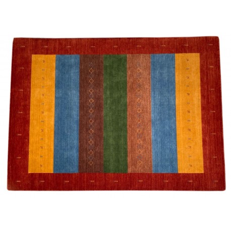 Kolorowy ekskluzywny dywan Gabbeh Loribaft Indie 250x350cm 100% wełniany czerwone tło