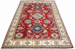 Królewska czerwień dywan Kazak tkany ręcznie przez Nomadów 180x250cm