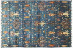 Dywan Ziegler Arijana Shaal motyw drzewa 100% wełna kamienowana ręcznie tkany luksusowy 170x240cm kolorowy niebieski