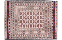 Kolorowy dywan kilim Gol Bardżasta 140x200cm z Afganistanu 100% wełna dwustronny soumak