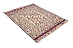 Etniczny kilim szary z Afganistanu dzieło Sumak nomadyczny 150x200cm
