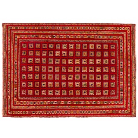 Afgan oryginalny 100% wełniany dywan z Afganistanu 200x300cm ręcznie tkany kilim dwupoziomowy z motywem łopianu