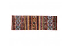 Dywan Ziegler Arijana Shaal 100% wełna kamienowana ręcznie tkany luksusowy chodnik 70x210cm kolorowy w pasy