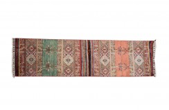 Dywan Ziegler Arijana Shaal 100% wełna kamienowana ręcznie tkany luksusowy chodnik 80x250cm kolorowy w pasy