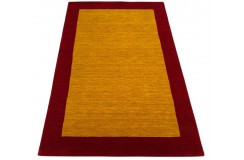 Gładki 100% wełniany dywan Gabbeh Handloom złoty czerwony 120x180cm deseń