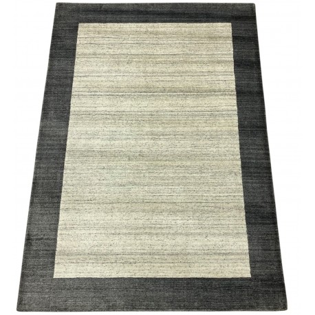 Gładki 100% wełniany dywan Gabbeh Handloom beżowy szary 120x180cm deseń