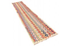 Etniczny kilim kolorowy z Afganistanu dzieło Chobi nomadyczny 80x400cm