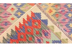 Kolorowy dywan kilim Maimana chodnik ok 80x400cm z Afganistanu 100% wełna dwustronny rustykalny