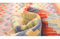Etniczny kilim kolorowy z Afganistanu dzieło Chobi nomadyczny 80x400cm