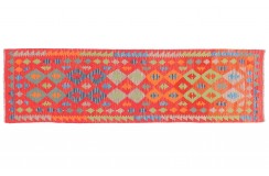 Kolorowy dywan kilim Maimana chodnik ok 80x300cm z Afganistanu 100% wełna dwustronny rustykalny