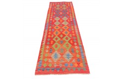 Etniczny kilim kolorowy z Afganistanu dzieło Chobi nomadyczny 80x300cm