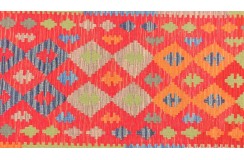 Etniczny kilim kolorowy z Afganistanu dzieło Chobi nomadyczny 80x300cm