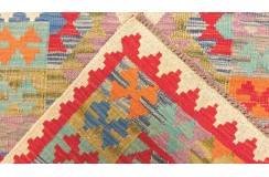 Etniczny kilim kolorowy z Afganistanu dzieło Chobi nomadyczny 80x300cm