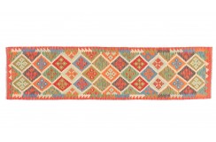 Kolorowy dywan kilim Maimana chodnik ok 80x300cm z Afganistanu 100% wełna dwustronny rustykalny