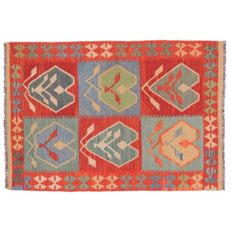 Kolorowy dywan kilim Maimana 100x150cm z Afganistanu 100% wełna dwustronny rustykalny