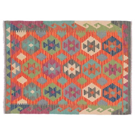 Kolorowy dywan kilim Maimana 100x150cm z Afganistanu 100% wełna dwustronny rustykalny