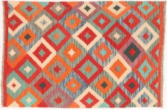 Kolorowy dywan kilim Maimana 100x150cm z Afganistanu 100% wełna dwustronny rustykalny