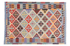 Kolorowy dywan kilim Maimana 200x300cm z Afganistanu 100% wełna dwustronny rustykalny