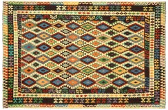 Kolorowy dywan kilim Maimana 250x350cm z Afganistanu 100% wełna dwustronny rustykalny