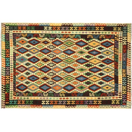 Kolorowy dywan kilim Maimana 250x350cm z Afganistanu 100% wełna dwustronny rustykalny