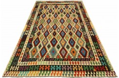 Etniczny kilim szary z Afganistanu dzieło Chobi nomadyczny 250x350cm