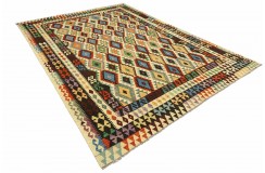Etniczny kilim szary z Afganistanu dzieło Chobi nomadyczny 250x350cm