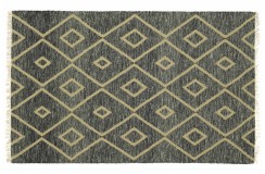 Szary kilim geometryczny 100% wełniany dywan płasko tkany 160x230cm dwustronny Indie