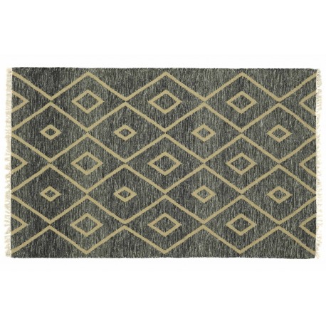 Szary kilim geometryczny 100% wełniany dywan płasko tkany 160x230cm dwustronny Indie