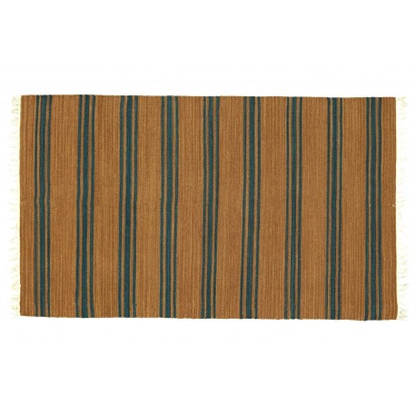 Brązowy kilim w pasy 100% wełniany dywan płasko tkany 120x180cm dwustronny Indie