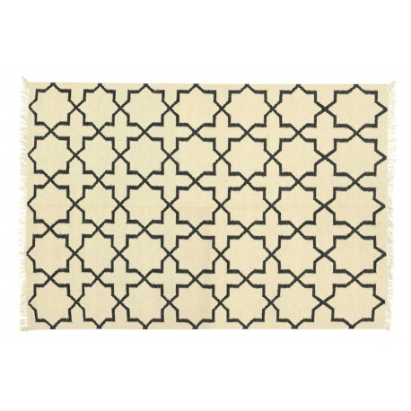 Beżowy kilim marokańska koniczyna 100% wełniany dywan płasko tkany 140x200cm dwustronny Indie