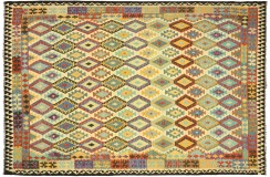 Kolorowy dywan kilim Maimana 250x350cm z Afganistanu 100% wełna dwustronny rustykalny