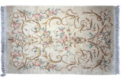 Piękny dywan Aubusson Habei ręcznie tkany z Chin 140x200cm 100% wełna przycinany rzeźbiony kwiatowy beżowy