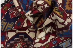 Haftowany ręcznie wykonany dywan Sumak z wełny i jedwabiu