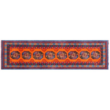 Afgański gęsto tkany oryginalny 100% wełniany dywan Buchara 80x300cm ręcznie tkany