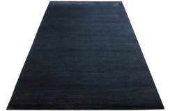 Gładki 100% wełniany dywan Gabbeh Handloom czarny 200x300cm bez wzorów