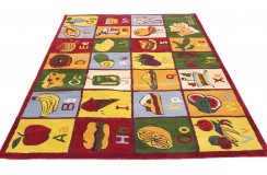 100% wełna gruby dywan z Indii 160x230cm alfabet lokomotywa design