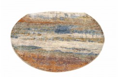 Jedwabny / wełniany dywna z Nepalu okrąg 150cm w stylu vintage