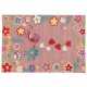 Designerski nowoczesny dywan wełniany dla dziewczynki kwiaty i wesołe ptaszki 170x240cm Indie 2cm gruby