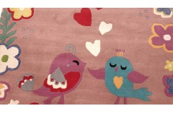 100% wełna gruby dywan z Indii 170x240cm kwiaty i ptaki designerski