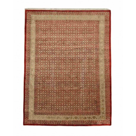Ręcznie tkany dywan Tebriz Mahi wełna i jedwab ok 250x350cm Indie piękny perski wzór klasyczny czerwony