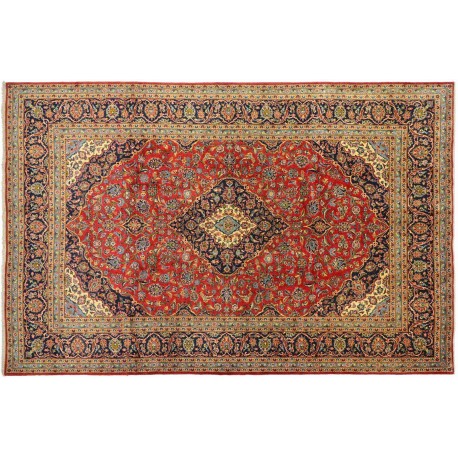 Czerwony oryginalny dywan Kashan (Keszan) z Iranu wełna 245x240cm perski