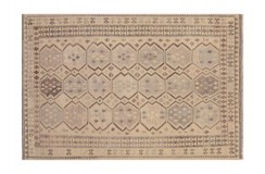 Beż brąz dywan kilim art deco 200x300cm z Afganistanu Chobi Old Style 100% wełna dwustronny vintage nomadyczny