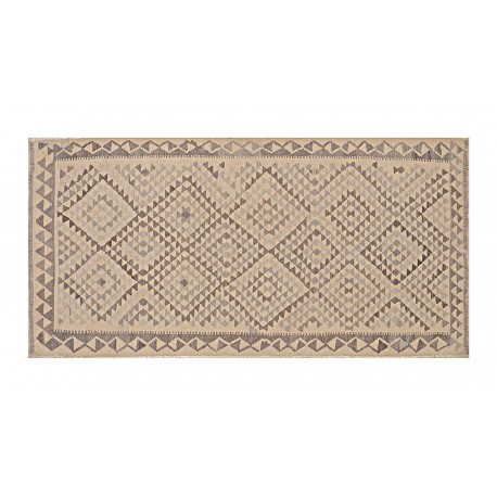 Beż brąz dywan kilim art deco 100x200cm z Afganistanu Chobi Old Style 100% wełna dwustronny vintage nomadyczny