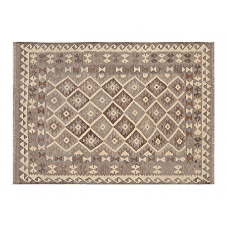 Beż brąz dywan kilim art deco 140x200cm z Afganistanu Chobi Old Style 100% wełna dwustronny vintage nomadyczny