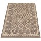Beż brąz dywan kilim art deco 140x200cm z Afganistanu Chobi Old Style 100% wełna dwustronny vintage nomadyczny