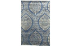 100% welniany ręcznie tkany dywan Nepal Exclusive szary 170X260cm art deco ciepły z jedwabiem