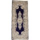 Bogaty klasyczny granatowy perski dywan Kerman (Kirman) ok 75x175cm 100% wełna